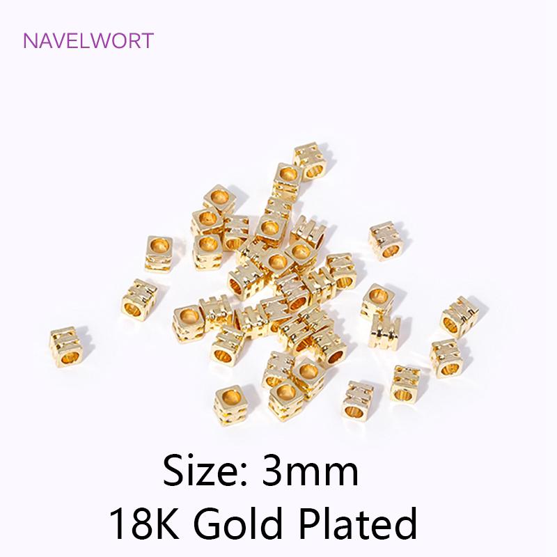 

2.5/3MM Metal Separator Beads 18K Gold Plated Brass Square Spacer Beads For Jewelry Making DIY Beading Accessories Wholesale 50 pieces
