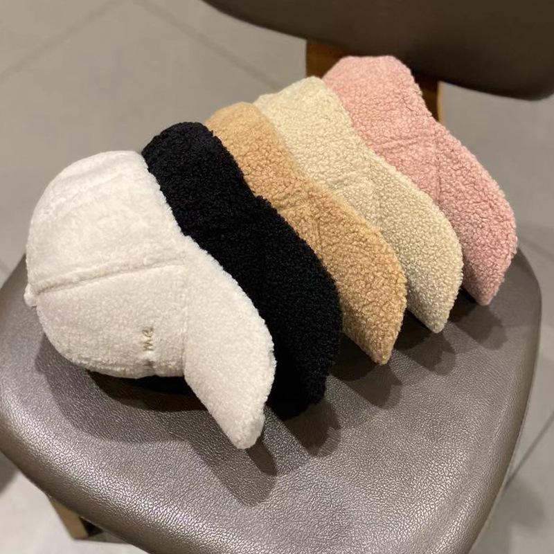 Korean Winter Ins Lamb Velvet Warm Baseball Hat for Women Japanese Versatile Letter Baseball Hat Fashion Trend