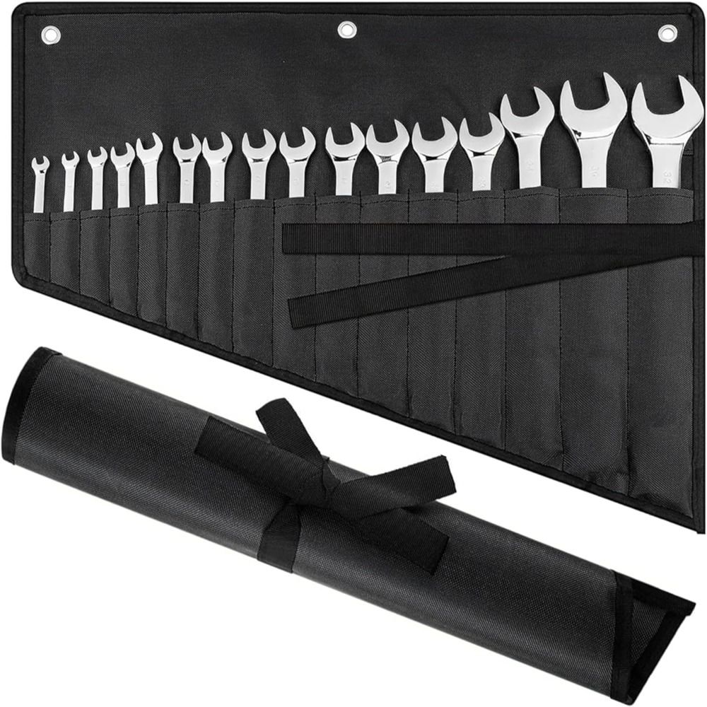 Waterproof Wrench Organizer 16-Pocket Tool Roll Bag Portable Wrench Roll  Automotive