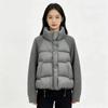 European and American knitted sleeves splicing down jackets women's short winter fashion stand-up collar warm white duck down tops are popular