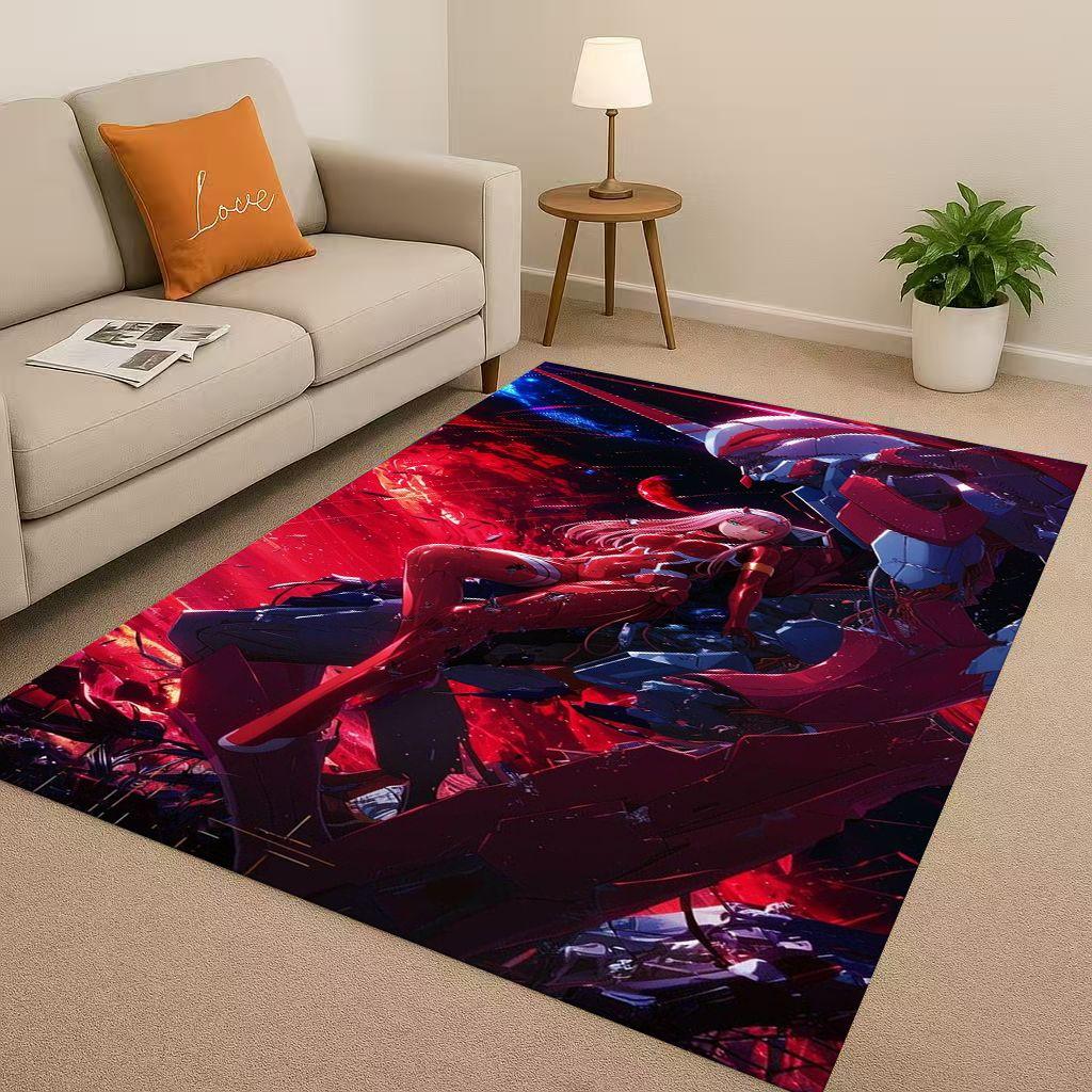 Sexy Girl Zero Two DARLING In The FRANXX Cartoon Living Room Non Slip Area Rug Carpet for Bedroom Sofa,Easy Clean Home Doormat