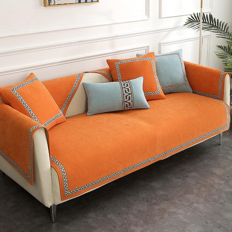 Chenille Sofa Cover Thicken Corner Couch Covers Mat Solid Color Slipcover Pet Dog Kids Mat Sofa Cushion Blanket Live Room