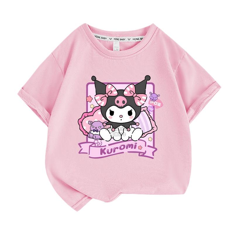 2026 New Series - Sanrio Summer Children s Clothing Cute Kuromi Print Simple Casual T-Shirt 100