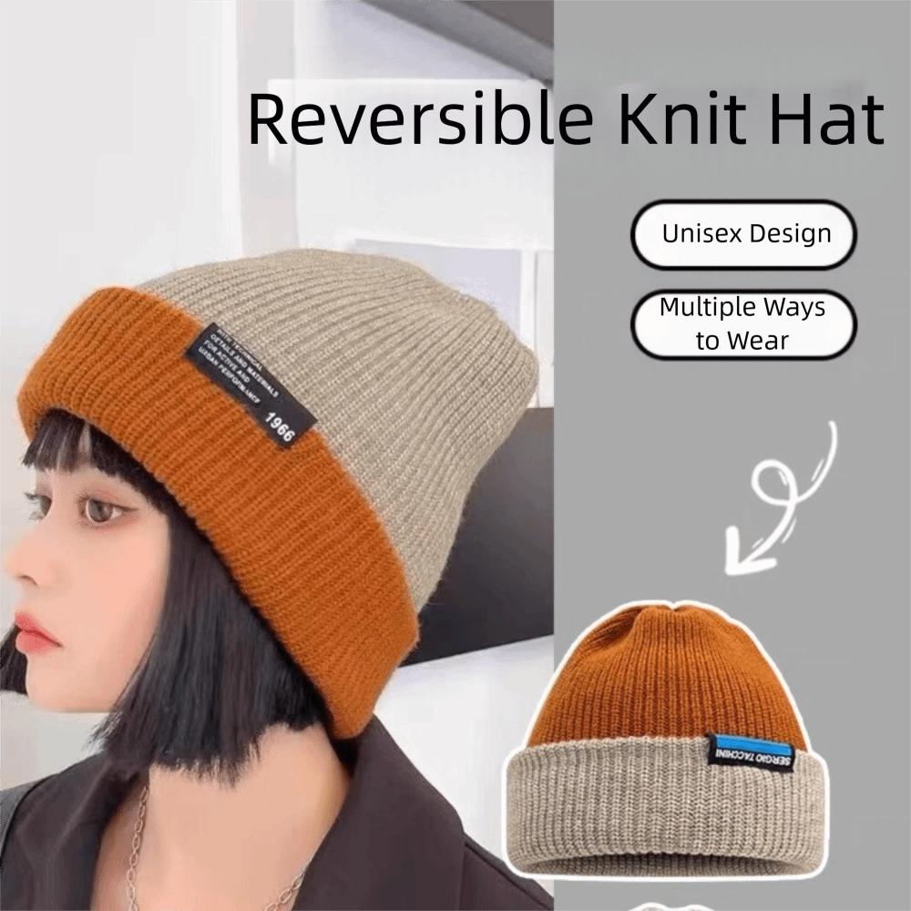 Korean Style Knitted Hat Breathable All-match Hat Cozy Double-faced Hat  Female Use
