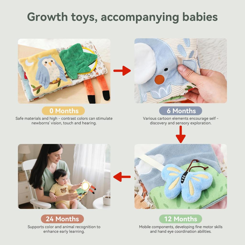 Wooden Teether Cloth Picture Cloth Outing Cloth Picture Baby From 0 Years Finger Early Educational Baby Shower Hearing Development Book, Toy, Baby,