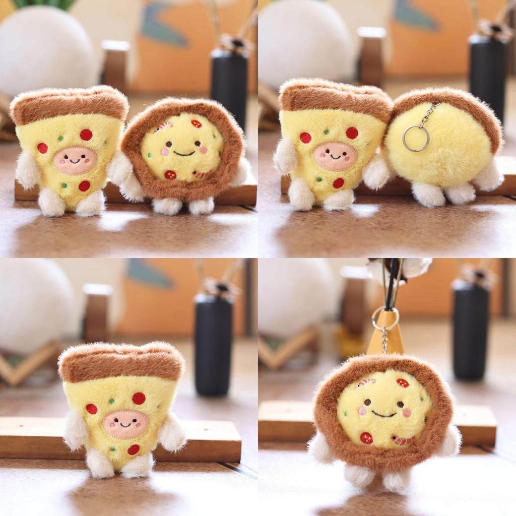 Pizza Cartoon Cute Sandwich With Smiling Expression Plush Toy Keychain Pendant