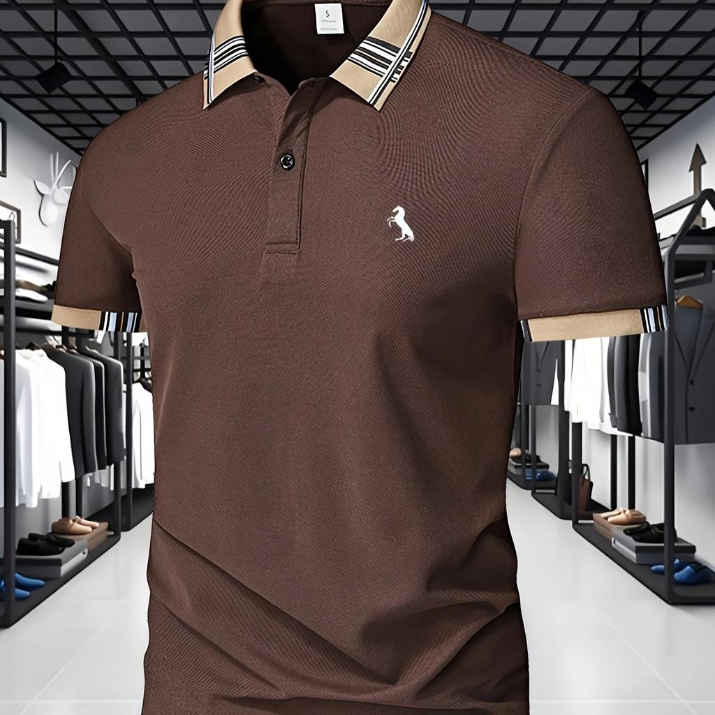Men's Outdoor Golf Print T-shirt, Simple and Fashionable Shirt, Hot Selling Business Casual, Breathable Short Sleeve Collar Clothing