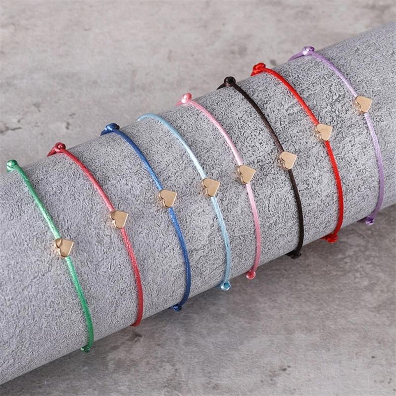 Set of 8 Delicate and Fashionable Heart Bracelets Delicate Heart Rope Stylish Hand Jewelry for Fashion Individuals
