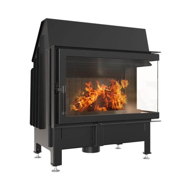 Steel Fireplace KRATKI ZIBI Right 11 kW Ø 180 Black Thermotec Lining
