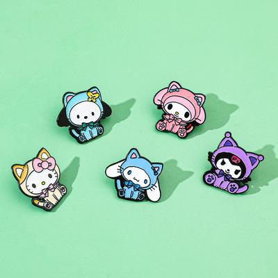 Soft Moe Sanrio Metal Badge Kulomie KT Pussy Melody Alloy Drip Brooch