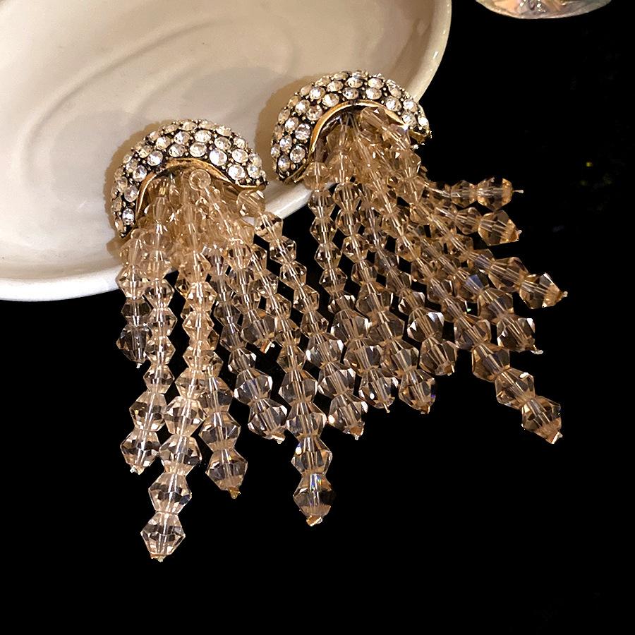 Crystal Tassel Earrings Minimalist Exquisite Design Jewelry