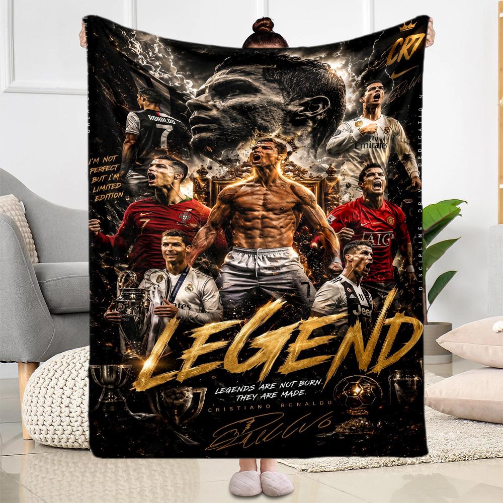 Ronaldo's Legacy: Goat Blanket Soft Warm Cozy Great for Sofa Bed Bedding All-Season Use Playful Design Suitable for Gifting Relatives and Friends
