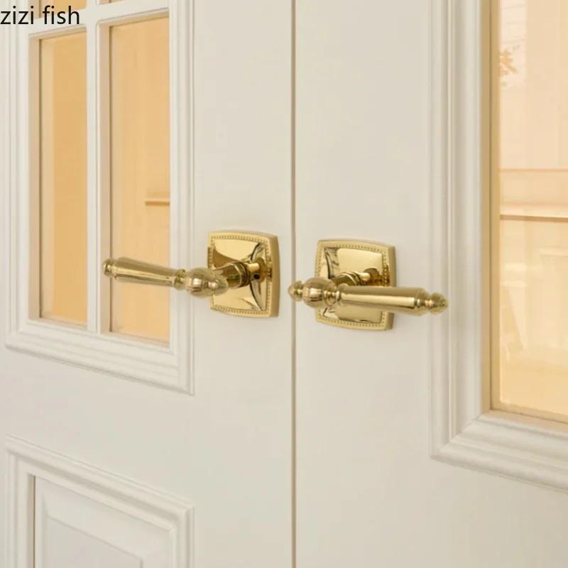 Universal Silent Locks Living Room Double Handle Door Lock Bedroom Magnetic Lock Golden Split Locks Door Hardware Accessories