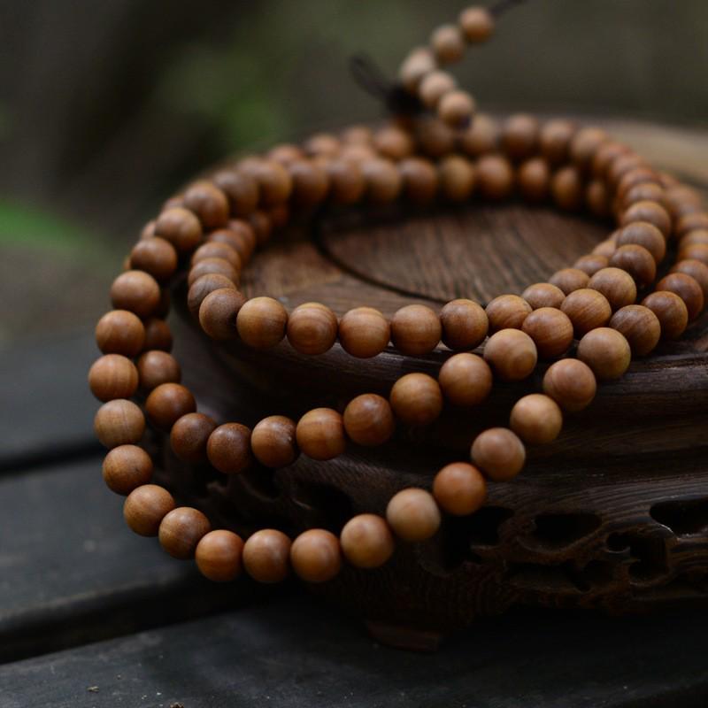 Unisex 8mm Indian Sinking Grade Sandalwood Prayer Beads Bracelet - 108 Beads, Red Black Flesh
