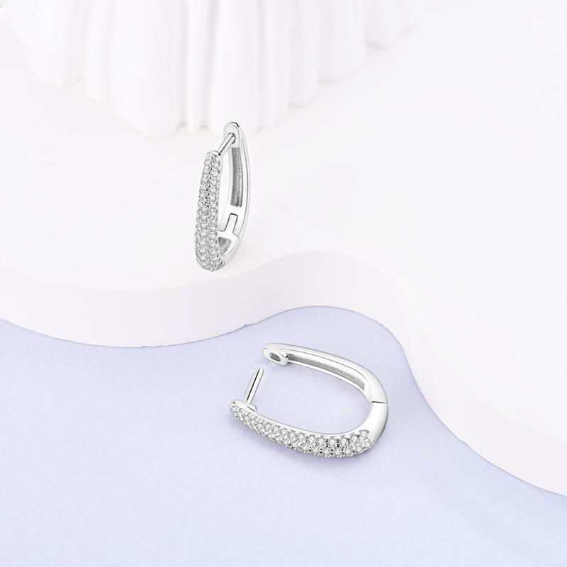 Original 925 Silver Earrings Sparkling Minimalist Heart Hoop Earrings For Women Female Party Fine Earring Jewelry Gifts