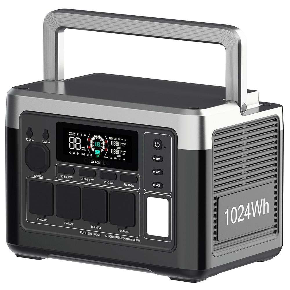 OUKITEL P1000 PLUS Portable Power Station, 1800W 1024Wh Solar Generator with LiFePO4 Battery, Fast Charging