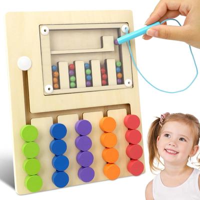 Dětská Montessori magnetická dřevěná hračka, Předškolní vzdělávací učební aktivity Hračka Senzorická autistická puzzle Labyrintová hra Dárek pro batolata