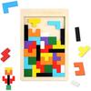 DEVENTORZ Wooden Tetris Puzzle Jigsaw Puzzle Educational Tool Wooden Puzzle Educational Developme...