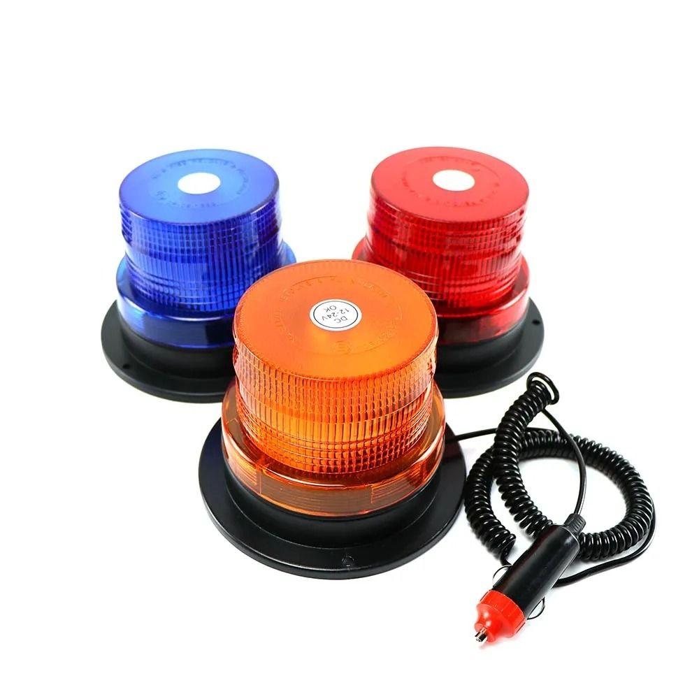 Magnetic Base Warning Light Blue Amber Red Flashing Beacon New LED Strobe Light Universal