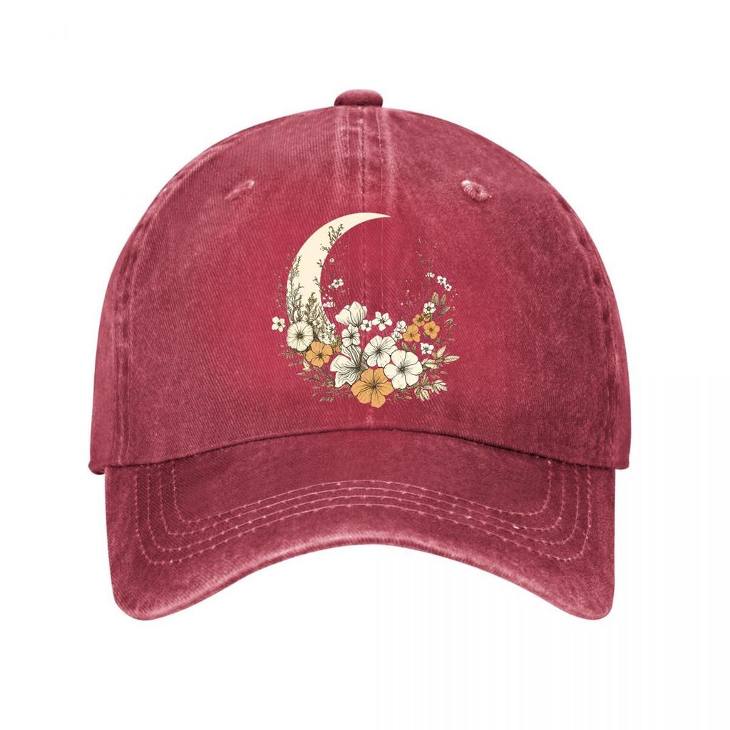 Vintage květinový měsíc plátno nástěnné umění vybledlá baseballová čepice venkovní pro ženy Unisex FeUnisex