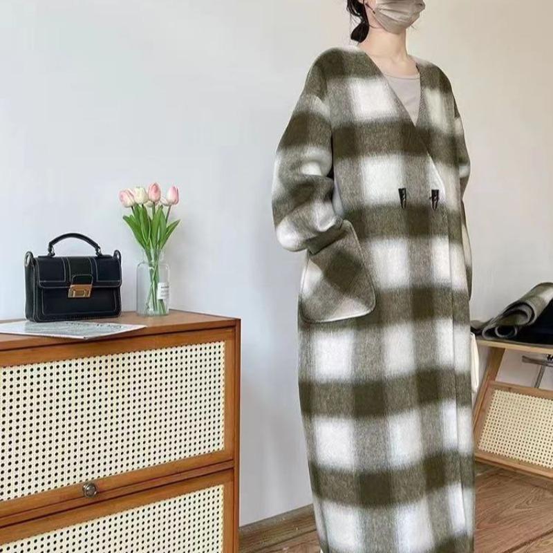 

Новое двухстороннее шерстяное пальто, длинное свободное и простое шерстяное пальто для поездок на работу M