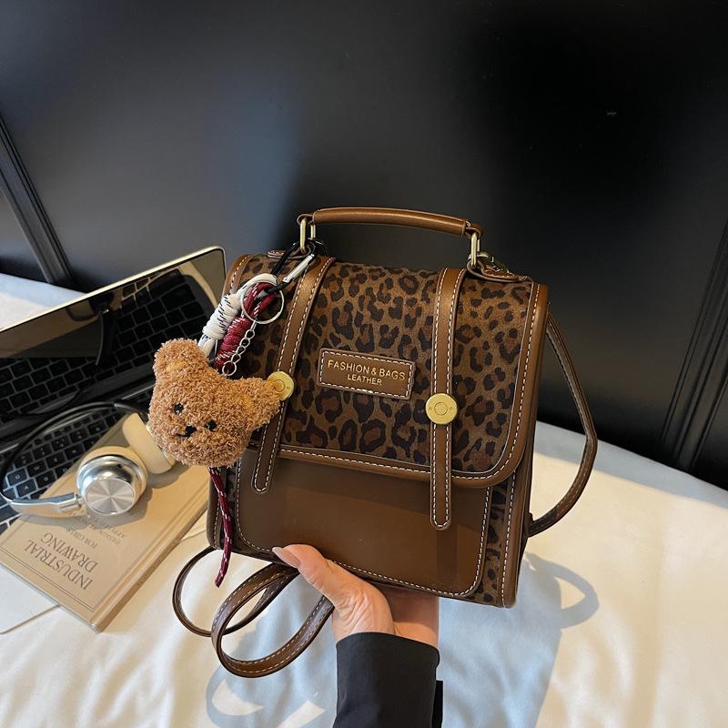 Women's Versatile Leopard Print Backpack - Fashionable Single Shoulder or Crossbody Bag