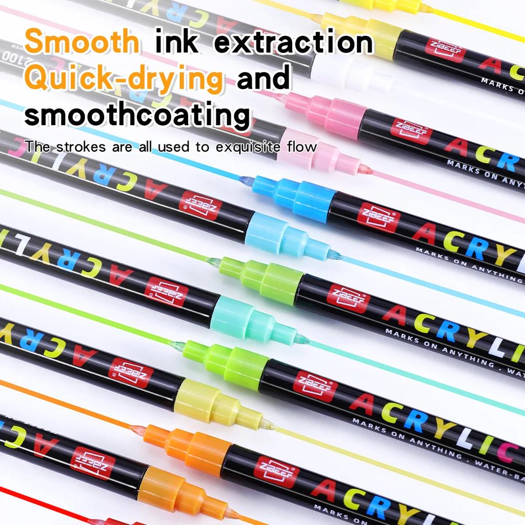 Acrylic Paint Markers, Fine Tip Acrylic Paint Pen, Waterproof & High Saturation Ideal for Wood, Metal, Plastic, Canvas, Fabric
