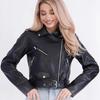 Damen Slim Fit PU-Leder Motorradjacke mit schrägem Reißverschluss