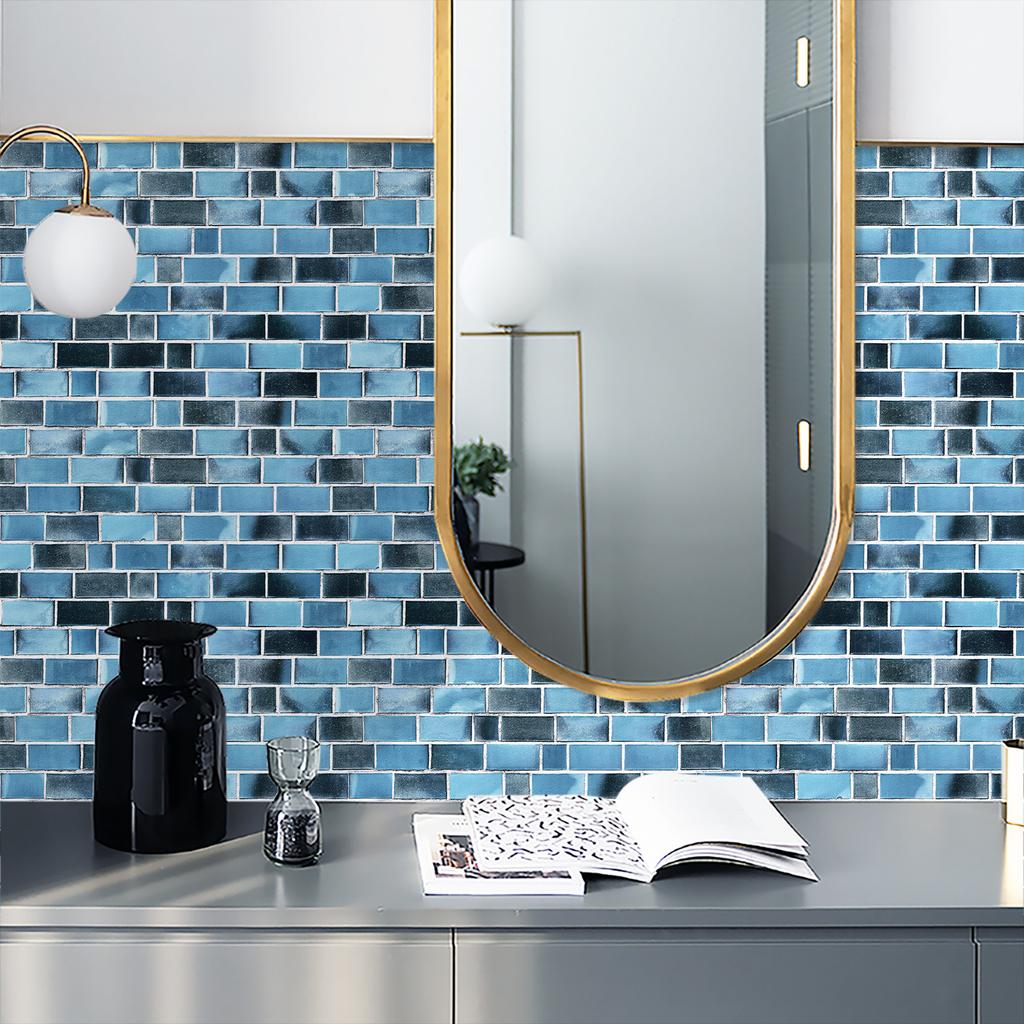 Black and Blue Brick  Pattern Peel and Stick Wallpaper Self Adhesive Contact Paper Removable Waterproof Wallpaper For Furniture Renovation