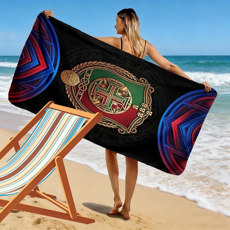 Portuguese Heritage Emblem Beach Towel Beach Towel for Vacation Photos Soft Absorbent Bath Towel Quick-drying Swim Towel Swim Beach