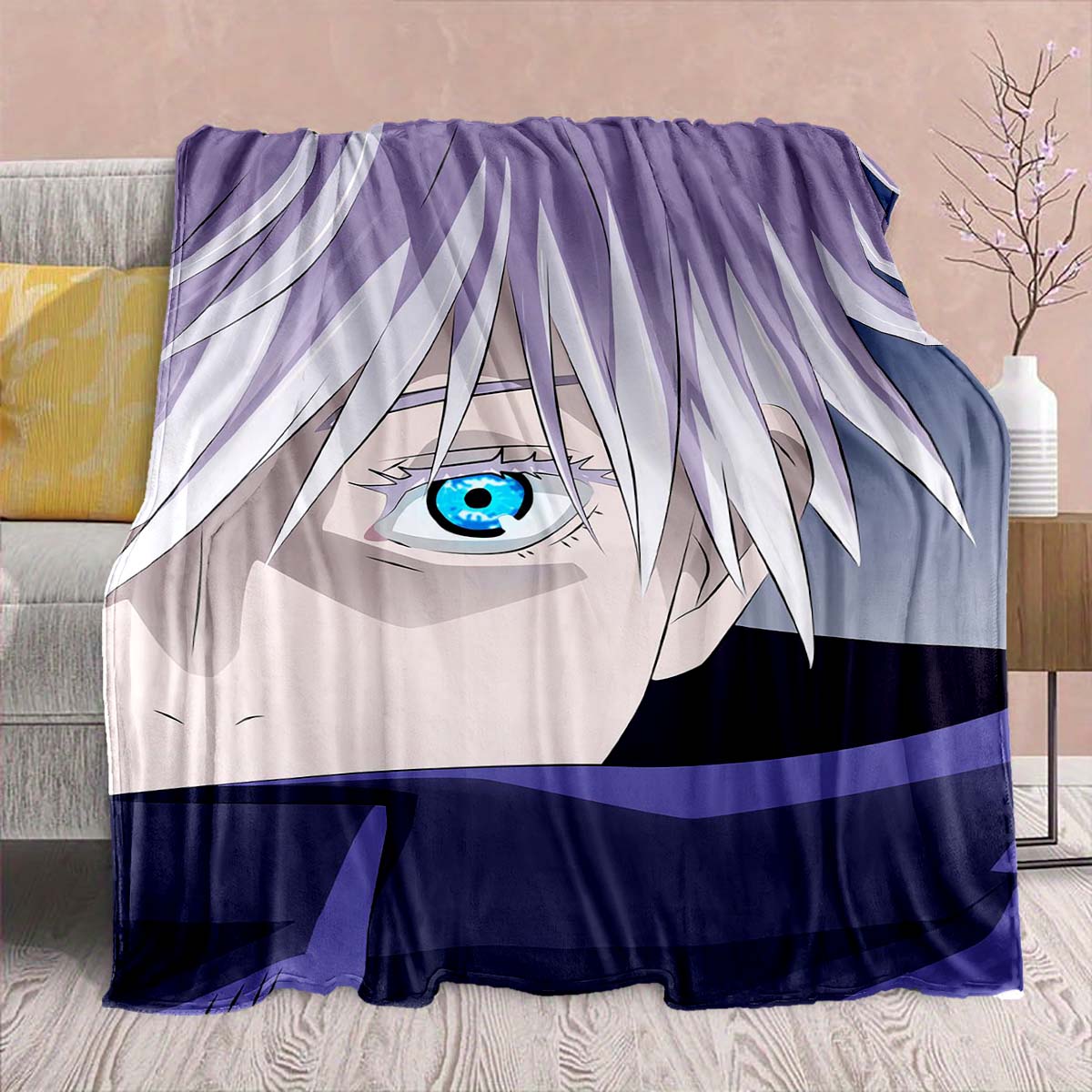 

Jujutsu Kaisen Anime Flannel Blanket - Soft Warm Perfect for Sofa, Bedding Camping Travel Office Home Decor -QJY 75x90cm