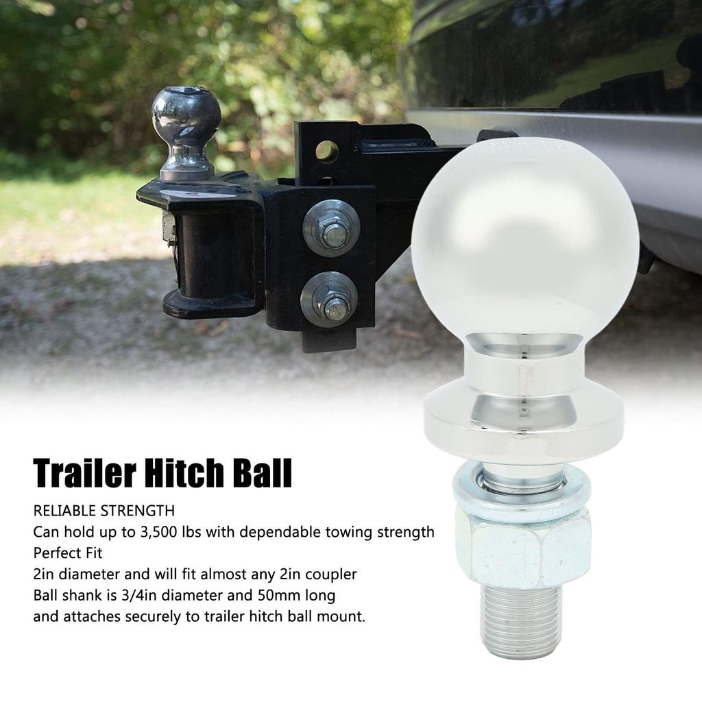 Trailer Hitch Ball, Carbon Steel 3500lbs Tow Ball Diameter 50mm 50mm X 3/4" Shank