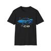 2021 C8 T-Shirt – Rapid Blue Mid-Engine Supercar Graphic Tee