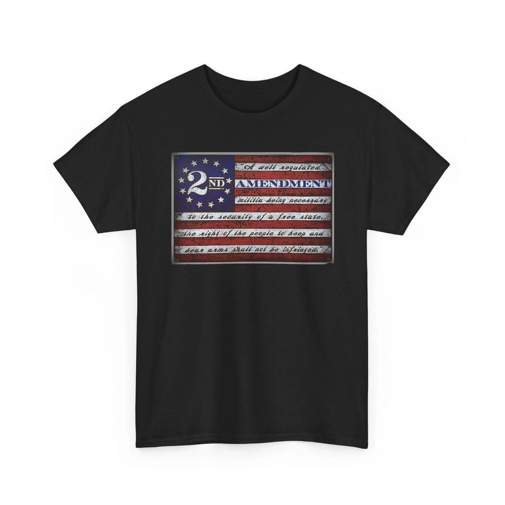 Retro 2nd Amendment American Flag NRA Gun Rights Graphic Heavy Cotton TShirt