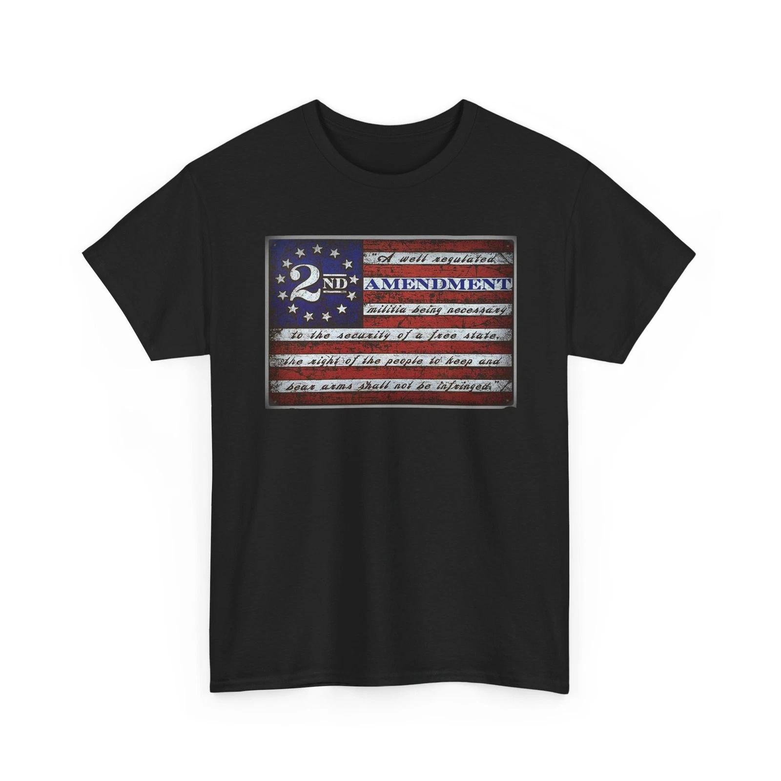 Retro 2nd Amendment American Flag NRA Gun Rights Graphic Heavy Cotton TShirt M