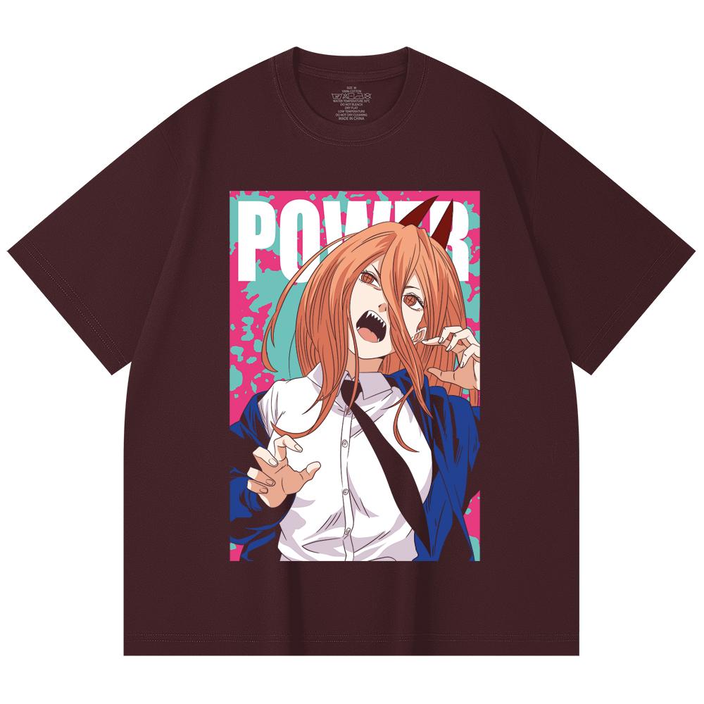 

230 Gsm 100% Cotton Chainsaw Man V49 Power Print Unisex Heavy Cotton T Shirt 2XL