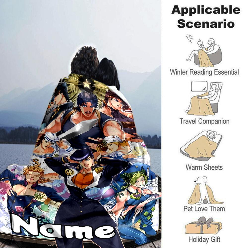 Customiz Name Personality JoJo's Bizarre Adventure Blanket Soft &Warm Sofa Office Bed Travel Lunch Break Blanket, Gift Suitable All Seasons