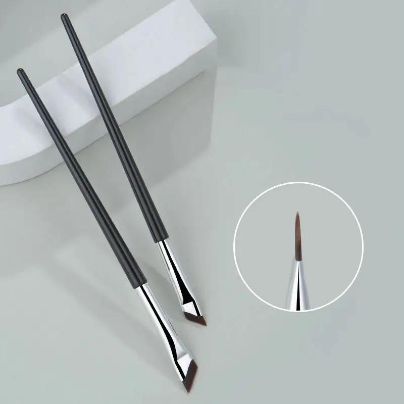 2Pcs Upgrade Eyeliner Brush Ultra Thin Fine Angle Flat Eyebrow Brush Liner Brow Place Makeup Precise Detail Brush