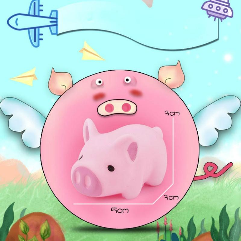 Squeeze Pink Piggy with Swimming Ring Children Bathing Playing Water Toys Sound Pressure Plastic Toys