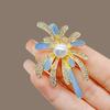 Blue Fireworks Brooch for Women, High-end and Luxurious Wrap-around Blazer Accessory, Anti-glare Waist-closure Button, Pearl Pin