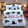 Cat Christmas Decor Comforter Cover Girl's Bedding Sets,Cartoon Print Quilt Cover 2 Pcs,Soft Twin Duvet Cover Set and Pillowcase