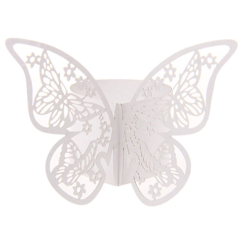 50PCS Butterfly Napkin Ring Paper Holder Table Party Wedding Favors Banquet