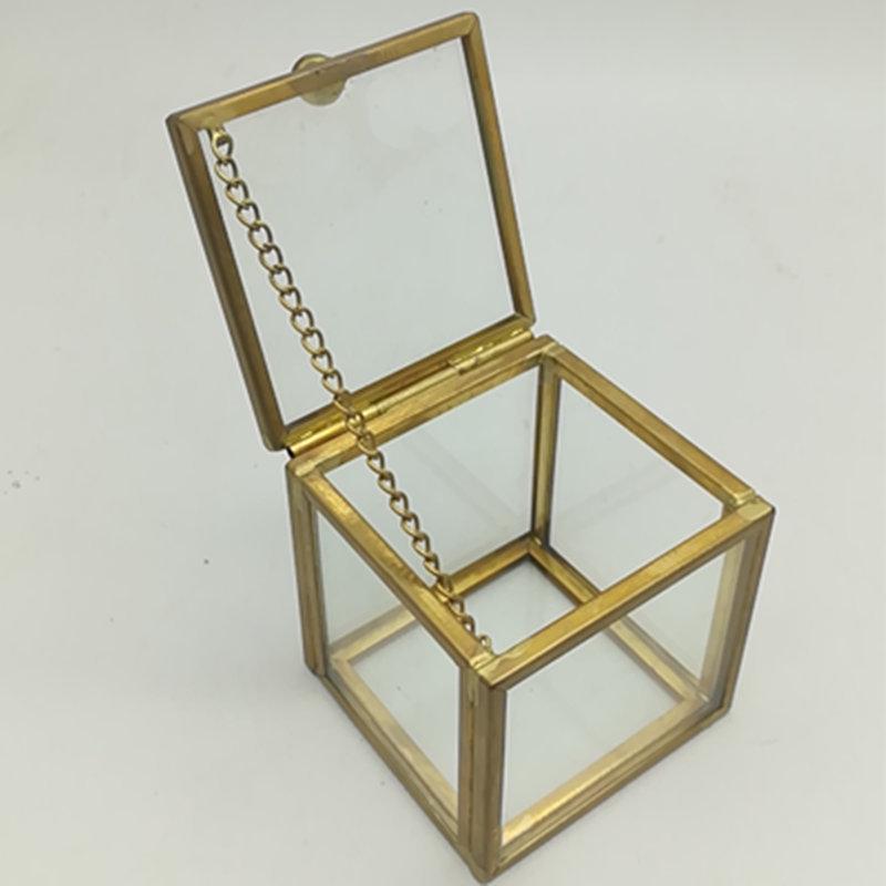 Hexagonal Retro Glass Jewelry Box - Wedding Ring & Party Favor Storage
