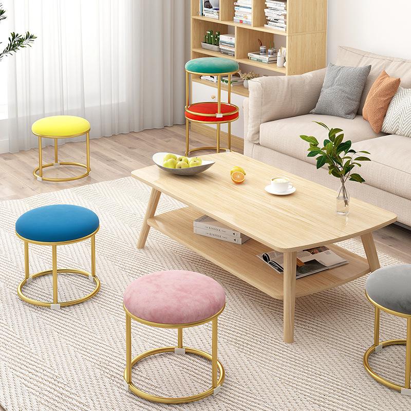 Children's Small Stool Family Living Room Sofa Seat Nordic Light Luxury Cloth Art Door Wear Shoe Stools