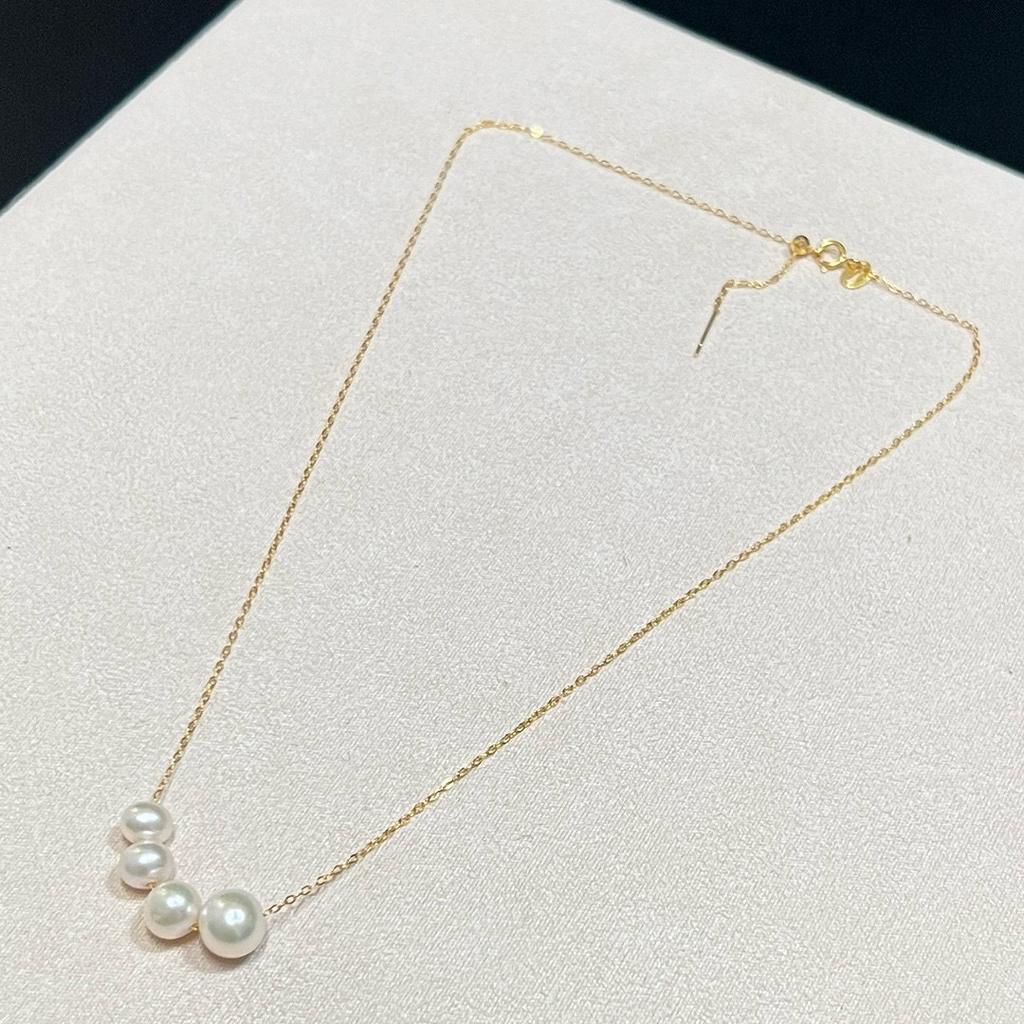 Gradual change in size natural freshwater pearl necklace women's s911 sterling silver light luxury niche high-end Passepartout collarbone chain