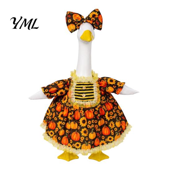 Festive Goose Clothes for Harvest Celebrations Thanksgiving Porch Outfits 23" Statue, Fall Maple Leaf Polyester Pumpkin Clothes, Autumn Costume