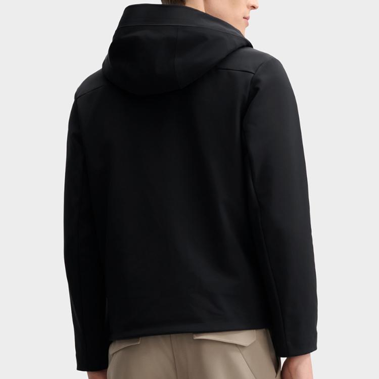 Fila Blue Simple Versatile Hooded Zip Long Sleeve Jacket Men Jackets Black F11M512703FBK