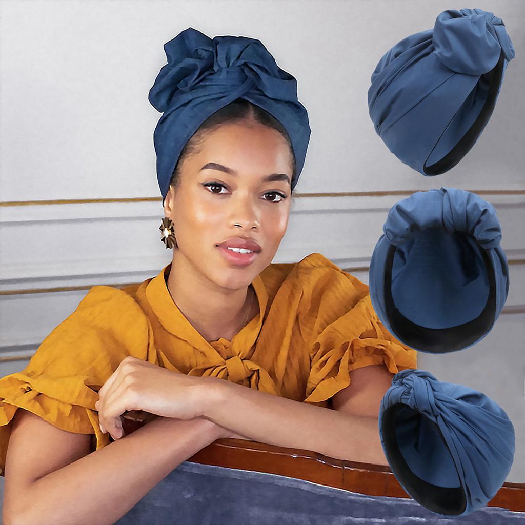 Französischer Vintage Turbanhut Mode Damen Bandana Stirnband Damen Haarabdeckung Kappe Damen Kopfwickel Muslimisches Kopftuch Haube