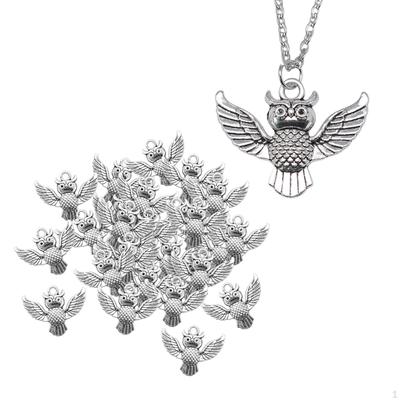 30 Pieces Owl Charm Pendant Metal Antique Animal Charms Pendants with Hole for Keychain