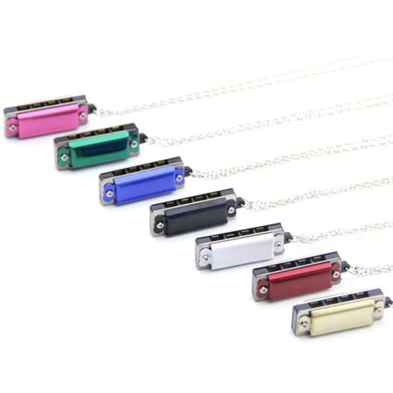 8 Tone 4 Holes Mini Harmonic Pendant Metal Musical Instrument Toys Harmonica Pendant